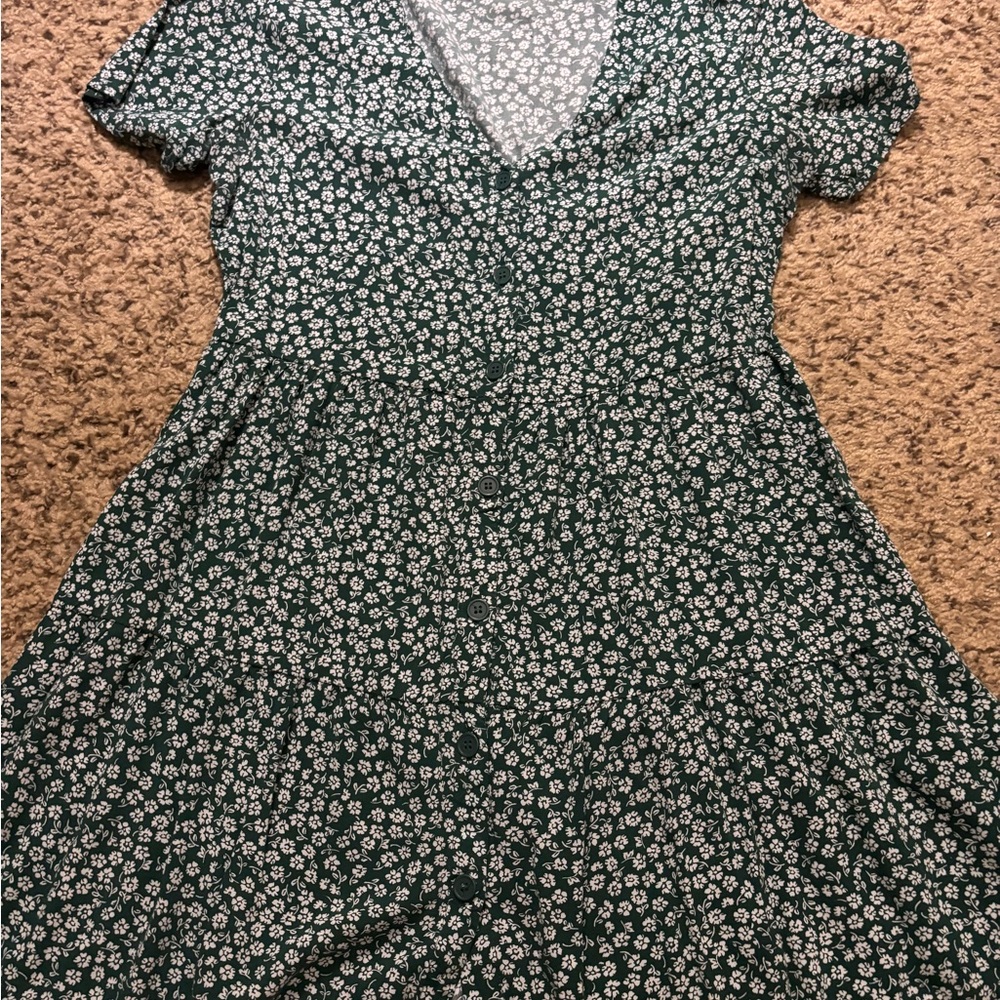 H&M Green Floral Mini Dress